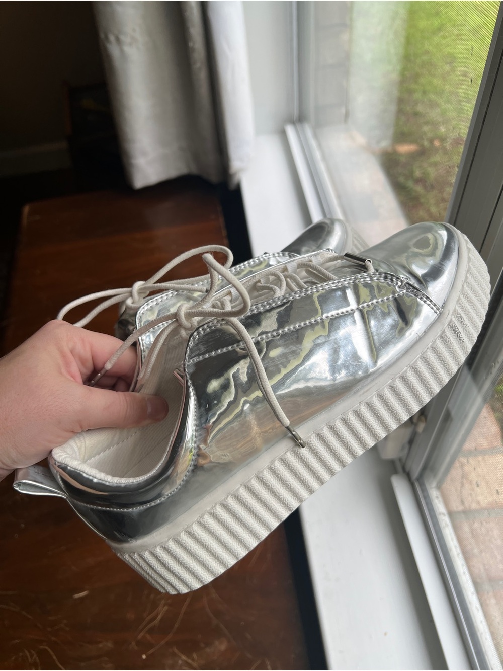 H&M Metallic Silver Platform Sneakers